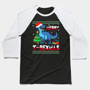 Merry T Rex-mas Funny Dinosaur Christmas Kids Boys Men Baseball T-Shirt